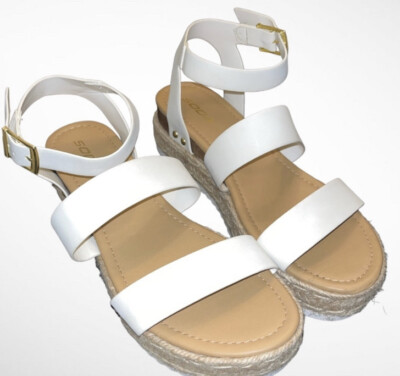 Soda White Bryce Espadrille Platform Sandals Size 11