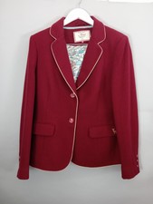 Ness Twill Jacket Womens 16 Burgundy Red Wool Blend Blazer Smart Casual Country