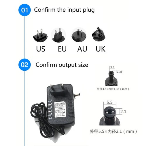 4.2V 8.4V 12.6V 16.8V 21V 2A DC 5.5mm Or 3.5mm Power Adapter Li-ion Red Charging - Picture 5 of 26