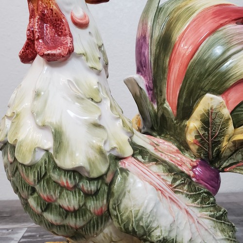 Fitz & Floyd Earthenware Vista Bella Rooster Pitcher Centerpiece Retired 13 1/2" - Picture 9 of 16