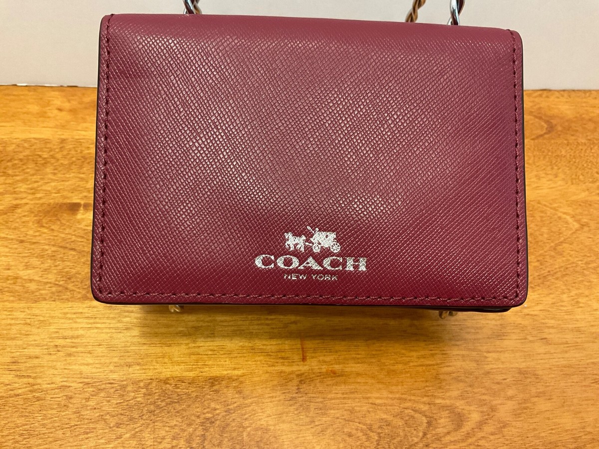 COACH ウォレット COACH NWT Leather Card Case - Merlot w/Silver Snap - F68074