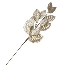 Factory Direct Craft Platinum Glittered Artificial Leaf Spray