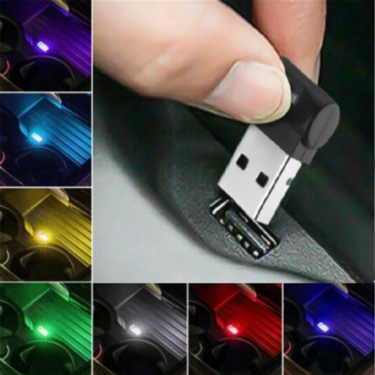 1piece Mini LED USB Lamp Neon Atmosphere Light Ambient Lamp Bulb Car Accessories