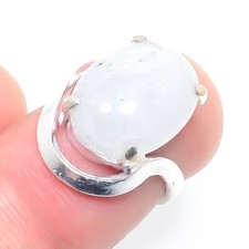 Moonstone Gemstone Handmade 925 Sterling Silver Jewelry Ring Size 5.50 US 