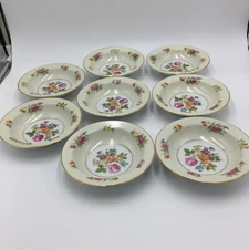  Set of 8 Berry Dessert Bowls Rose China 945-1952 Made in Occupied Japan 5 3/4" 