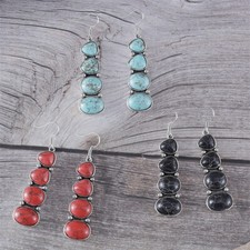 Orecchini antichi lunghi piume argento sterling 925 e turchese alieno etnico 