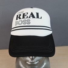 THE REAL BOSS YOUTH ADJUSTABLE SNAPBACK MESH/TRUCKER HAT/CAP, BLACK