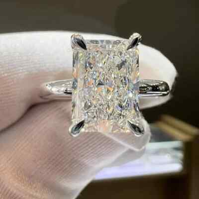 2,19 ct Moissanit-Solitär-Verlobungsring mit strahlendem Schliff 14 K Weißgold vergoldet