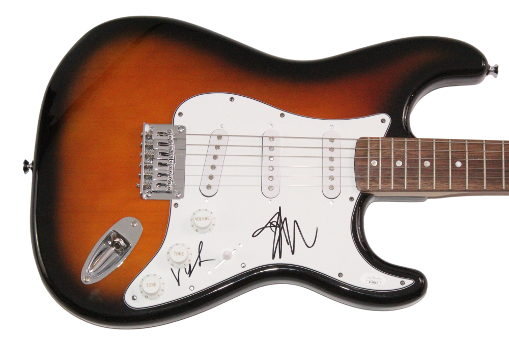 Damiano David & Victoria De Angelis Signed Autograph Fender