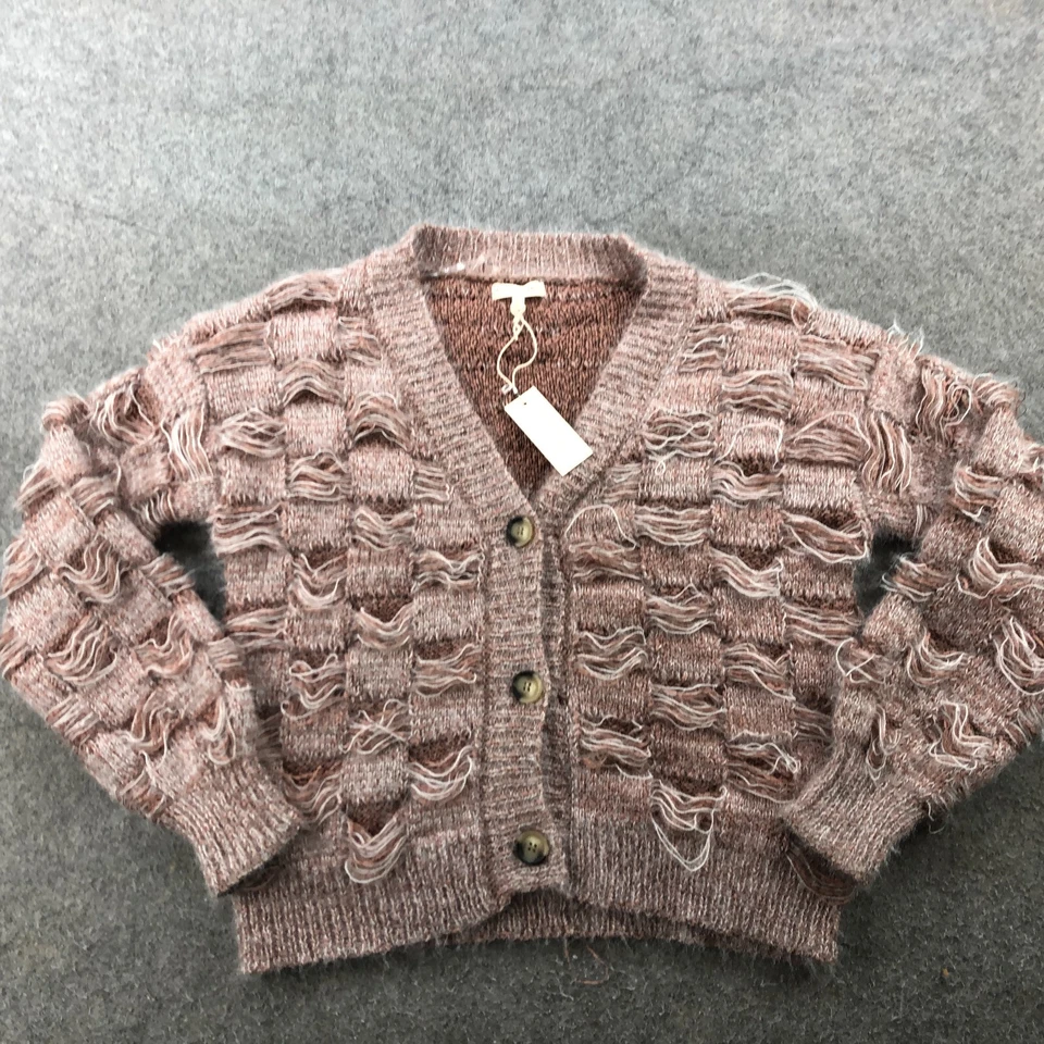 Suéter Gilden Intent Mujer Pequeño Rosa Tejido Cárdigan Botón Hebilla Frontal BKE Foto 2 de 4