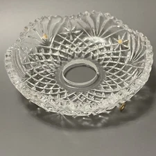 Vtg Crystal Glass Chandelier Bobeche Cup Replacement w/connectors Dimond 4"