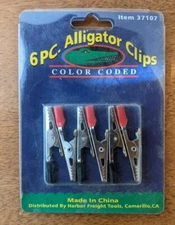 NEW Harbor Freight Tools 6pc. Color Coded Alligator Clips Item # 37107