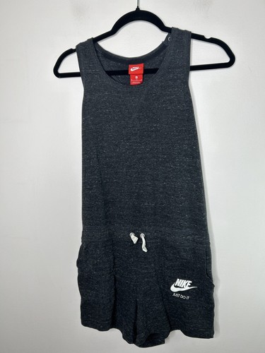 Nike Girls Romper Jumpsuit Sportswear Gray Black Pockets Stretch Size XL - Picture 4 of 11