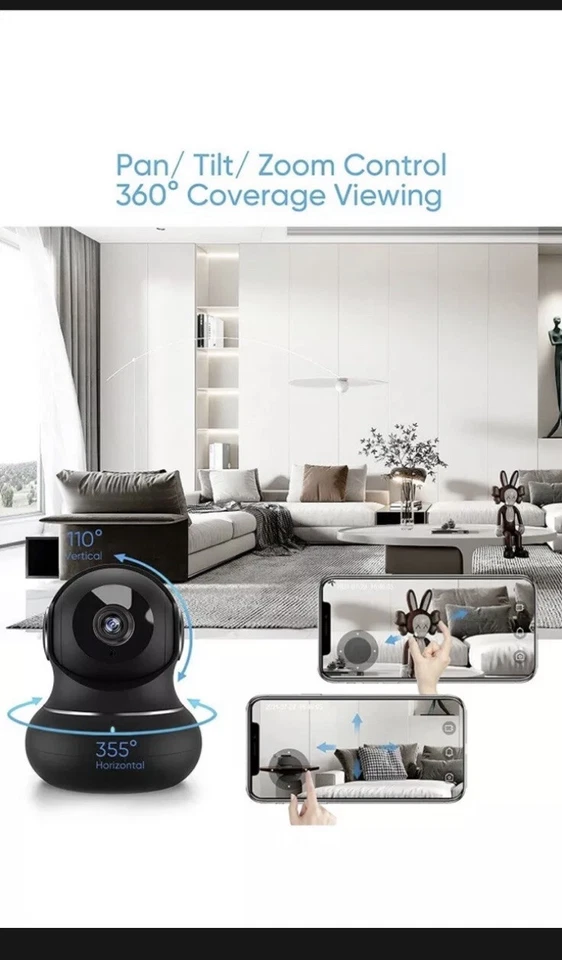 Indoor Security Camera 1080P, WiFi Camera for Home Security 2.4 GHz Dog Camera - Image 4 of 4