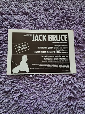 TNEWM2 WERBUNG 5X8 EIN ABEND MIT JACK BRUCE: NUR 2 UK SHOWS