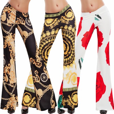 Pantaloni donna fantasia barocca floreale campana zampa elefante TOOCOOL  JL-3078 | eBay
