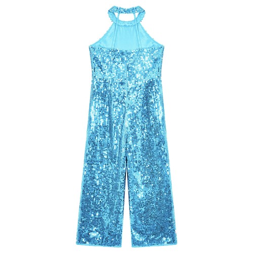 Girl's Sequin Jumpsuit Halter Princess Pageant Romper Party Pants Dancewear - Picture 34 of 68
