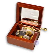 Wooden Hand Crank Music Box With Sankyo Musical Movement (30 Tunes Option)