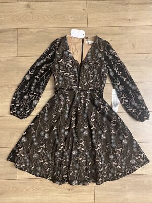 Dress The Population Black Label Sabrina Floral Embroidered Dress MSRP $298  | eBay
