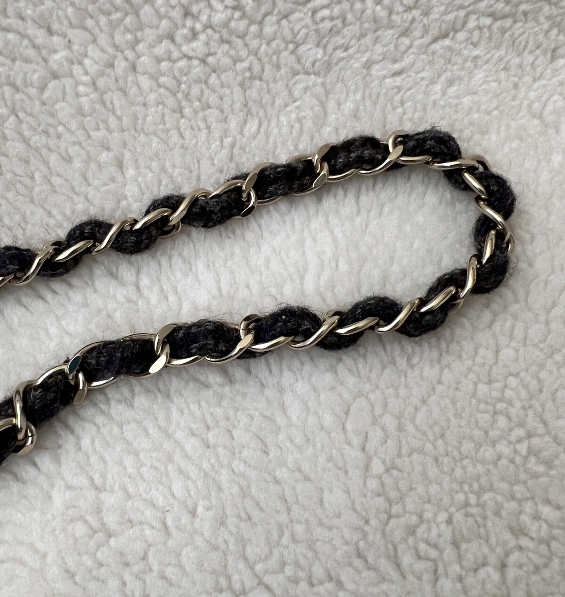 Auth Chanel 22K Classic Small CC Logo Tweed Chain Leather  display picture 3