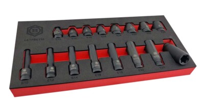 BRITOOL HALLMARK 1/2''D E-TORX IMPACT SOCKET SET - STANDARD & DEEP SIZES E10-E24