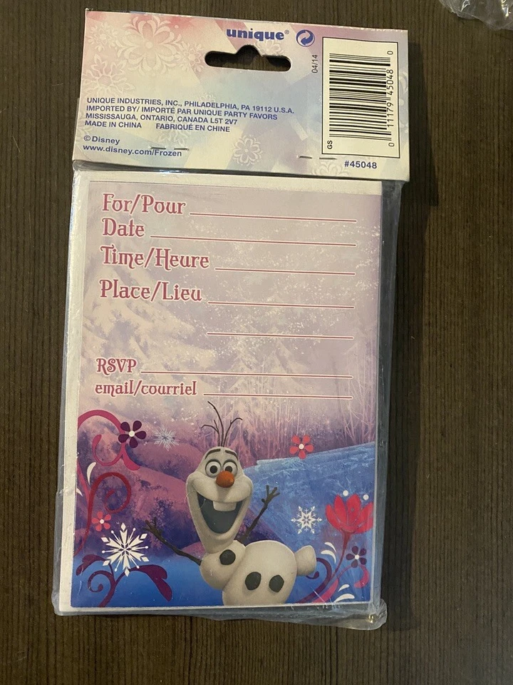 Frozen Anna and Elsa Disney Birthday Party Invitations Kids 8 Invitations - Image 2 of 2