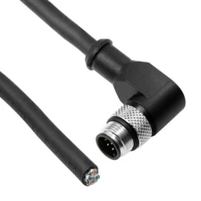 Alvin's Cables M12 A-Code 8 Pin Male Right Angle to Open End Power I/O Cable Cat