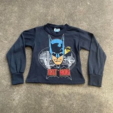 Vintage 80's 1988 Batman Black Long Sleeve Pajama Top Kid's 5