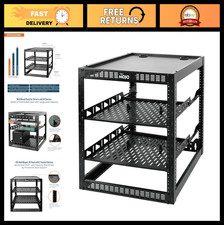 12U Open Frame Network Rack for IT AV Gear, Floor/Wall Mount, 2x 1U Shelves