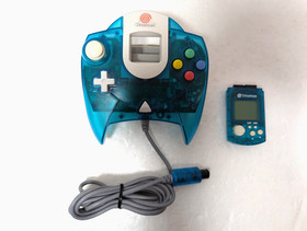 Dreamcast Controller Clear Aqua Blue  Visual Memory  SEGA  DC Japan