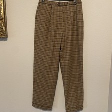 Women's Vintage Liz Claiborne Sport pants Houndstooth 12P Pleated Cuffed Lined
