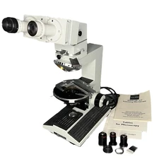 VTG RARE Aus Jena Jenalab POL Microscope w/ 3 Objectives & Manual - Tested Power