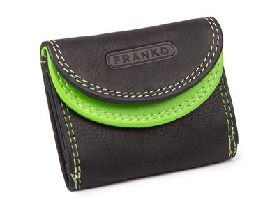 Franko kleine Geldbörse Portemonnaie Echt Leder Damen Herren Tasche Schwarz Grün