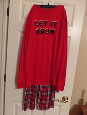 Men's, Christmas Pajama Set, Member' Mark, Red, LET IT SNOW, Size: XL, NWT
