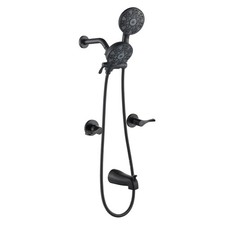 2 Handle Shower Faucet Set with Tub Spout and Shower Head Combo, Matte Black,...