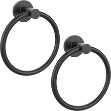 Matte Black Towel Ring 2Pack, SUS304 Stainless Steel Hand Towel Holder for Bathr