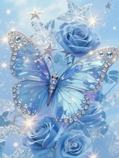 Butterfly Diamond Art Kits for Adults Beginners,Crystal Butterfly and Rose Diamo
