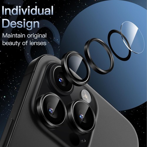 For Apple iPhone 16/16 Pro/16 Pro Max/16+ Metal Ring Camera Lens Protector GLASS - Picture 7 of 17