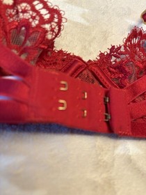 Agent Provocateur Dioni Plunge Underwired Bra 32A $695 EUC Red Sexy Plunge
