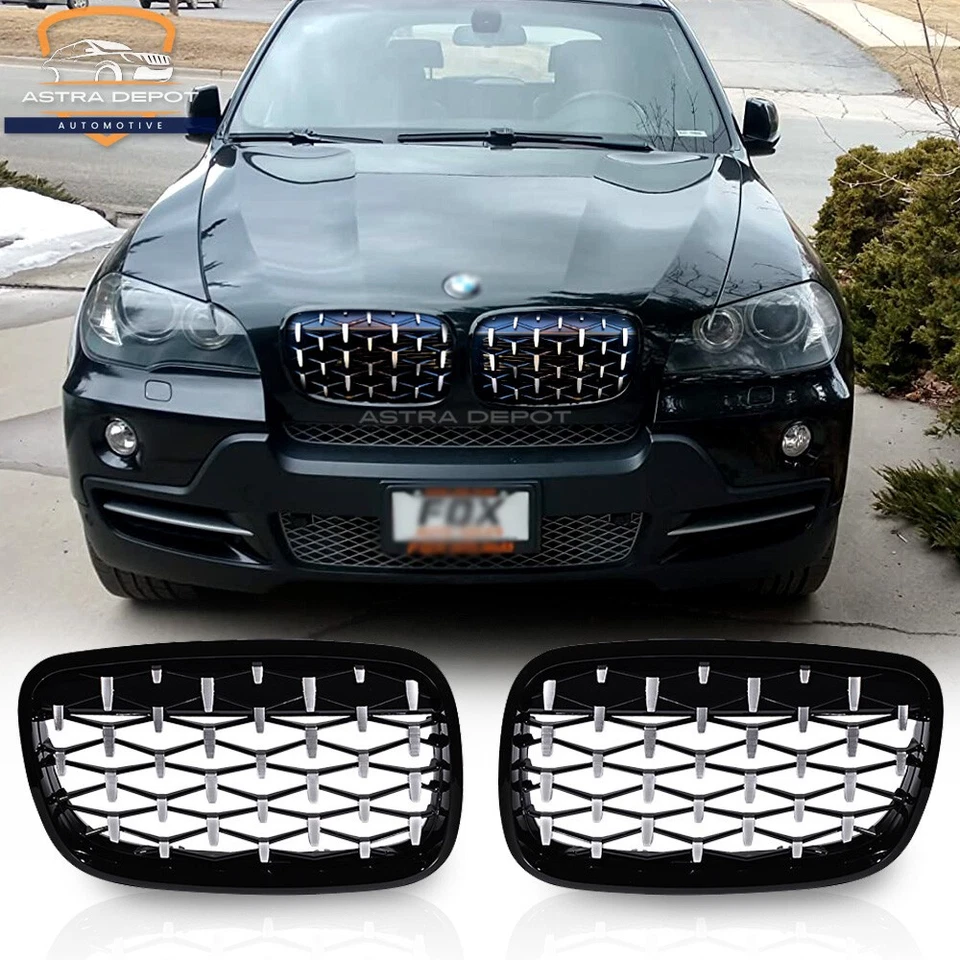 New 51137157687/8 Diamond Stars Front Kidney Grill Grille for BMW X5 E70 X6 E71 Foto 3 de 4