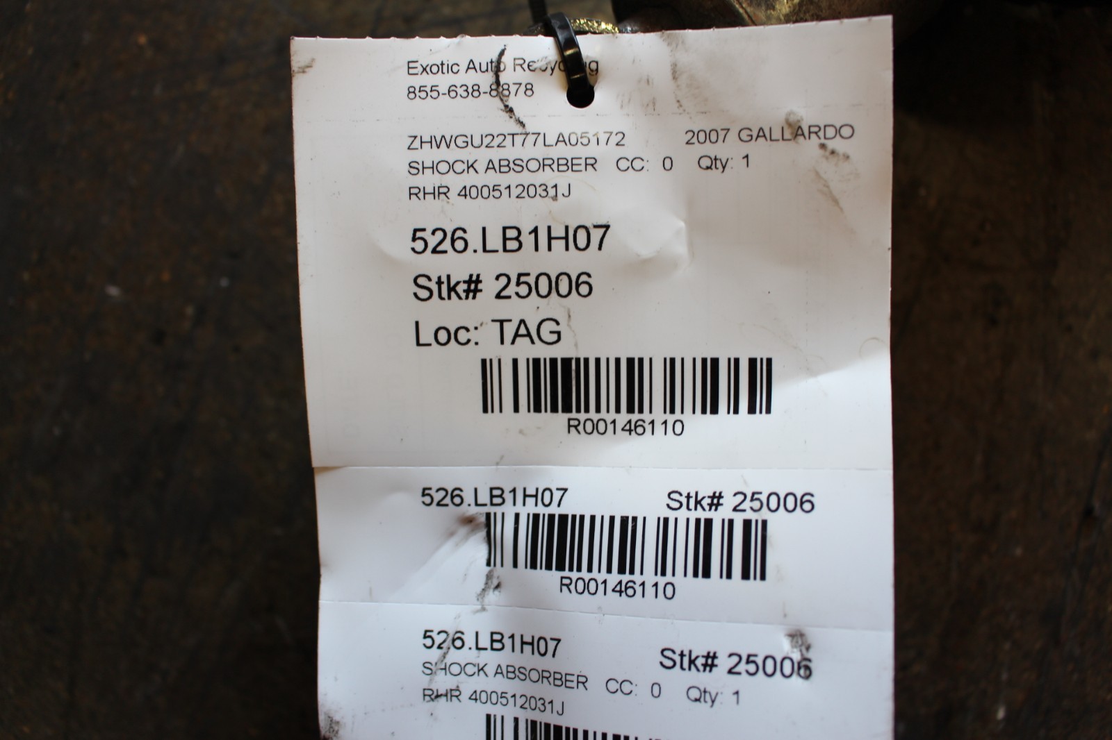 Lamborghini Gallardo, Rear Shock Absorber / Strut Assembly, Used, P/N 400512031J