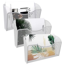 3 Single Pocket Wall File Organizer, Mesh Hanging File Folder Organizer for L...