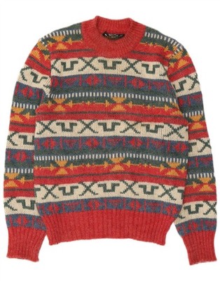 Geyer Womens Crew Neck Jumper Sweater IT 46 Large Red Geometric AL15