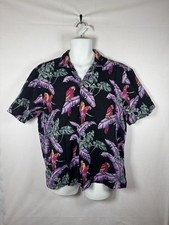 Vintage Paradise Found Shirt Parrot Hawaiian Aloha Button Front Mens Size Large