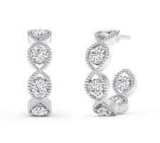 De Beers Forevermark 7/8CT Natural Diamond Earrings 18K White Gold Tribute Coll.
