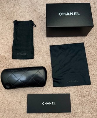 Chanel quilted sunglasses case, dust bag, lens cloth, box 