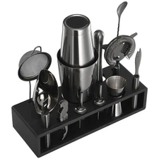 Cocktail Shaker Set 13 Pcs Bartender Kit Stainless Steel Bar Tool Set Gunmetal