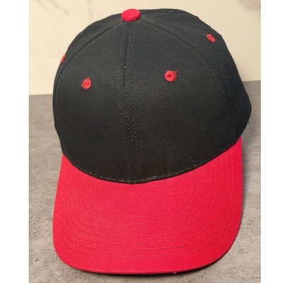 Mens Black and Red Two Tone Blank Baseball Cap Adjustable Flat Bill Hat Blank