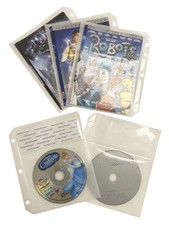 White CD/DVD Half Sheet Storage 3-Ring Binder Filing Sleeve  Booklet Lot