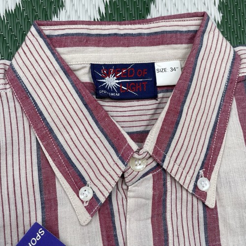 Vintage Short Sleeve Stripe Shirt Mens XS Relaxed Cotton 90s Deadstock Skater - Picture 8 of 18